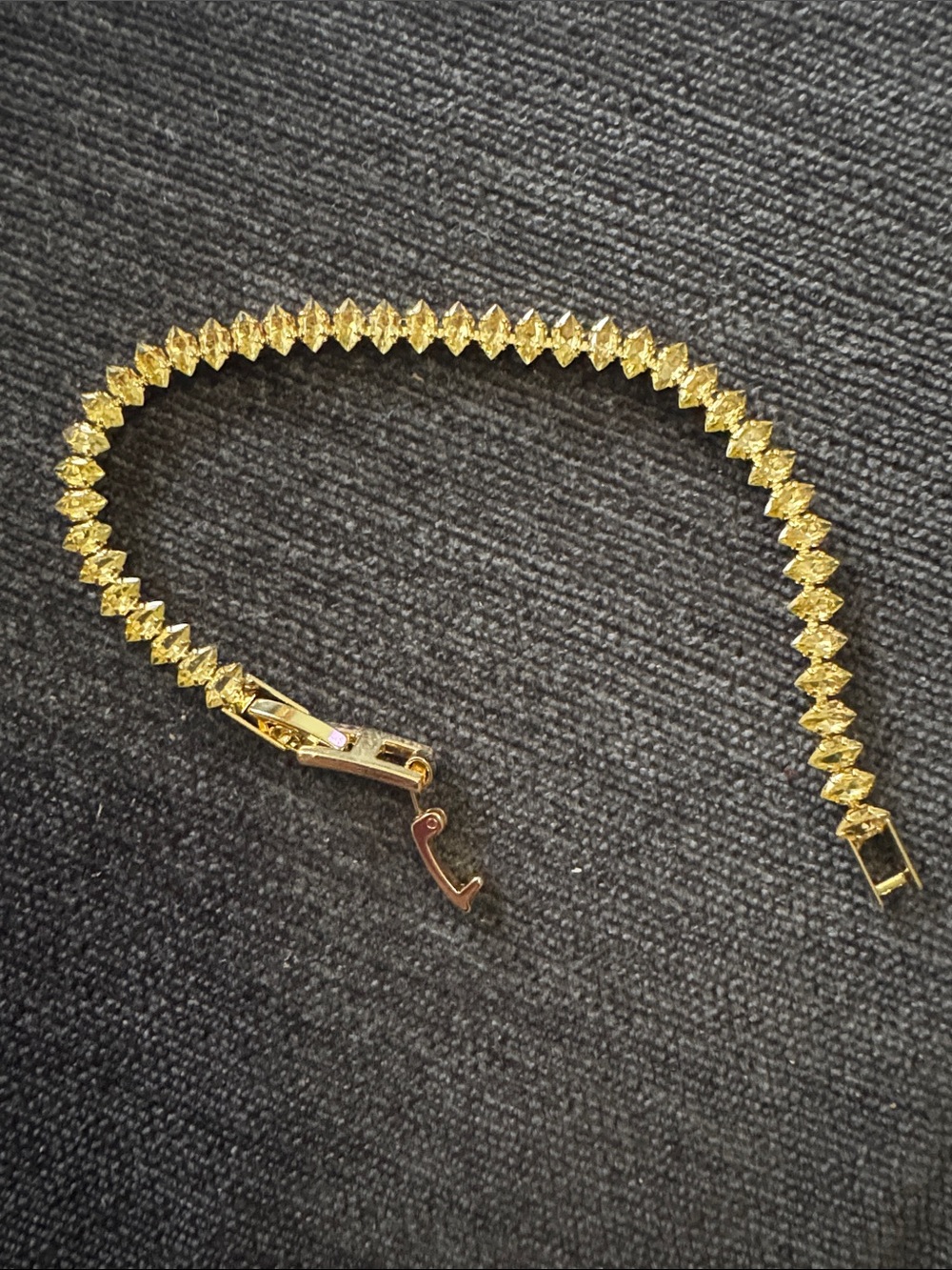 Stainless Gold Tennis Bracelet - Women's Gold Tone Bracelet with yellow stones